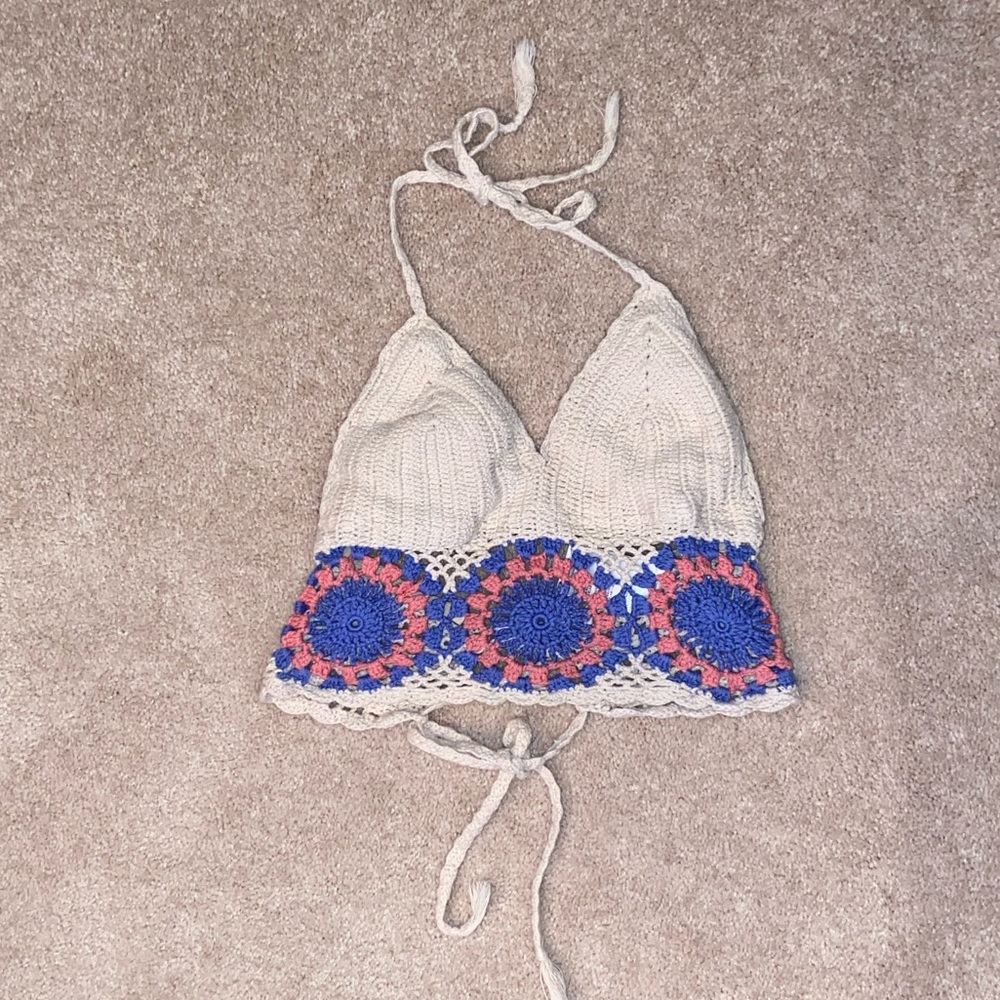 Woven halter crop top